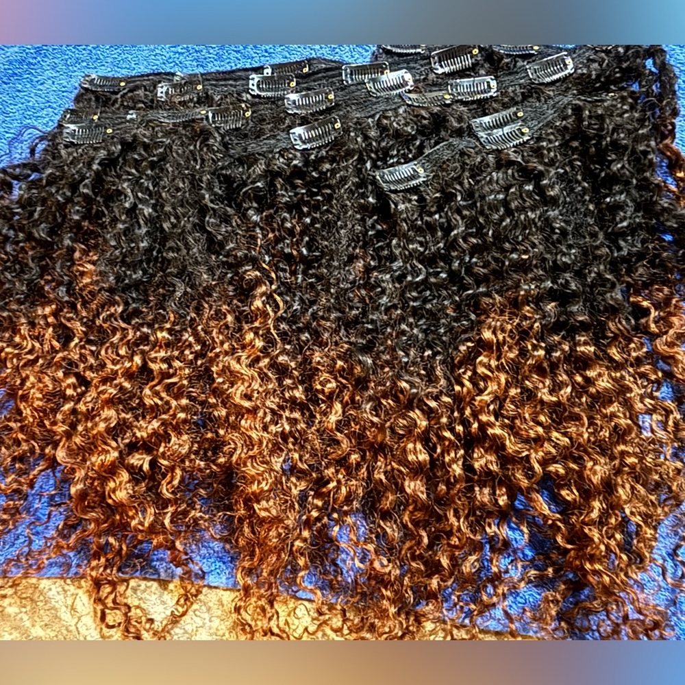 HERGIVENHAIR Ombré Colored Curly Textured Clip-In Hair Extensions